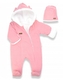 Oteplený kojenecký overal/kombinéza s kapucí + čepička, Be Free, světle růžová/bílá,vel.74; 74 (6-9m)