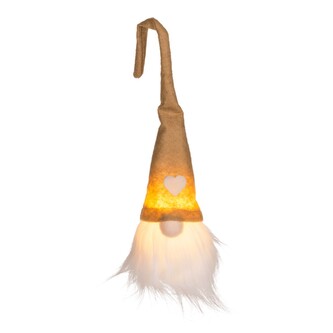 Závěsný vánoční trpaslík s LED svítilnou, barva béžová