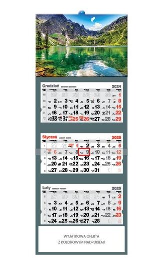 Kalendarz 2025 trójdzielny Morskie Oko
