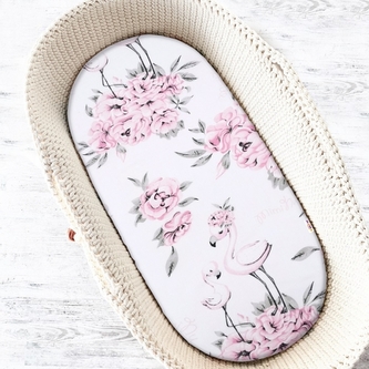 Baby Nellys Dětské bavlněné prostěradlo do kočárku, koše, Plameňák - růžová; 90x40