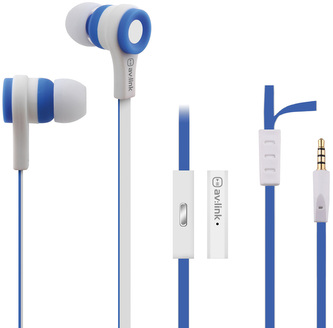 AV:link gumová sluchátka s handsfree, modro-bílá