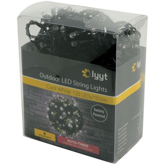 Lyyt BLS120CW světelný řetěz na baterie s časovačem, 120x LED studená bílá Lyyt BLS120CW světelný řetěz na baterie s časovačem, 120x LED studená bílá