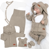 Bavlněná souprava pro miminko do porodnice 5D, Made with love, tm. béžová, vel. 56; 56 (1-2m)