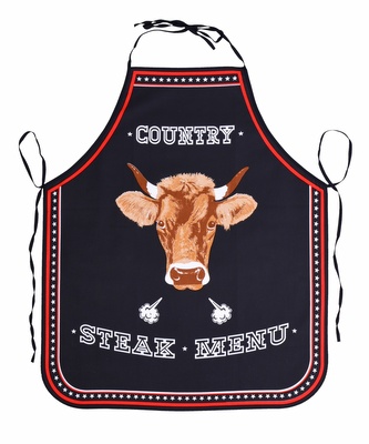 Zástěra kuchyňská, Steak Menu, černá