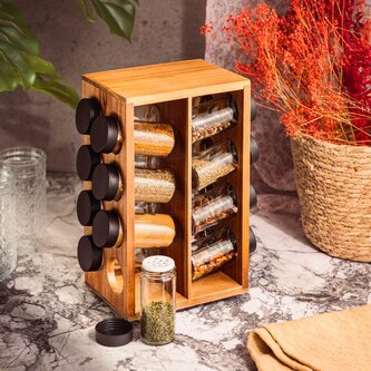 Sada kořenek | LENNE | na otočném stojanu, 16 sklenic | 28x17x12 cm | 892849 Homla