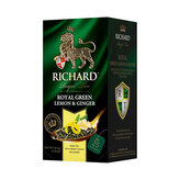 Richard Royal Green Lemon & Ginger, zelený čaj (25 sáčků)