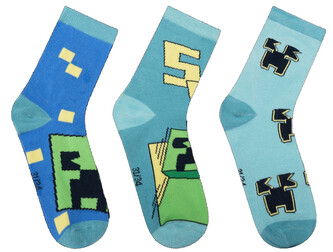 Dětské ponožky Minecraft: Ikony set 3 párů (EU 31-34)