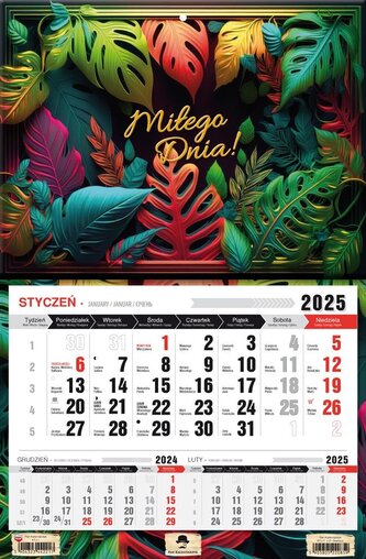 Kalendarz 2025 Trójdzielny jednodzielny Glamour