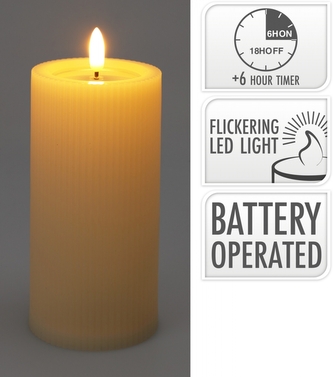 LED svíčka krémová 15x7,5 cm