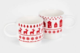Hrnky set 2 ks | CANAMA | hrnky se soby a chaloupkami | 0,4 l | 711145 cena za 2 kusy