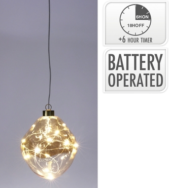 Skleněná baňka s LED, 12 cm zlatá průhledná