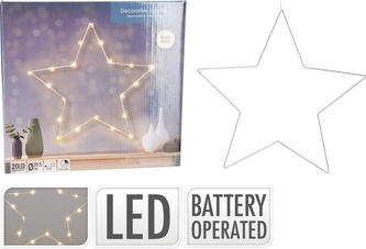 Kovová LED hvězda stříbrná na zavěšení 29,5 cm
