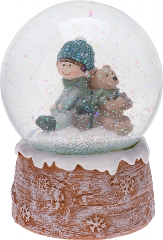 Sněžítko chlapec s medvídkem 13x10 cm