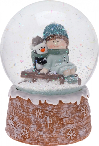 Sněžítko holčička s tučňákem 13x10 cm