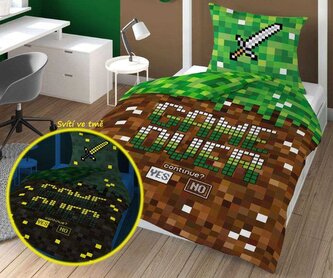 DETEXPOL Povlečení Kostičky Game Over svítící  Bavlna, 140/200, 70/80 cm