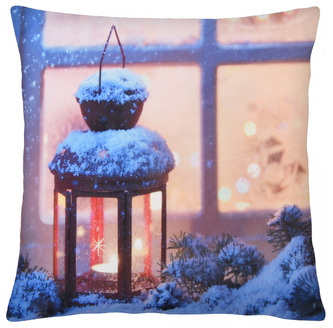 Vánoční polštář CANDLE FLAME 40x40 cm modrá lucerna