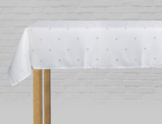 Vánoční ubrus na stůl GLOSS bílá/zlatá 145x220 cm