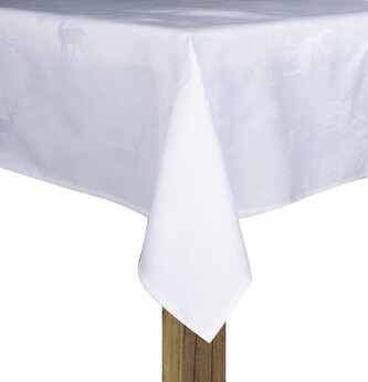 Vánoční ubrus na stůl FIRST SNOW 130x180 cm bílá jeleni