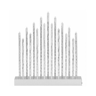 LED vánoční svícen - 17 svíček, 29cm, 3xAA, stříbrný