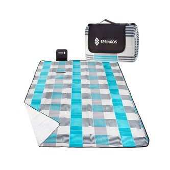 Pikniková deka 200x200 cm, modro-šedá SPRINGOS LINES