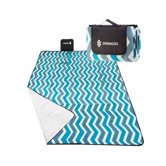 Pikniková deka 200x160 cm, modrá SPRINGOS WAVES