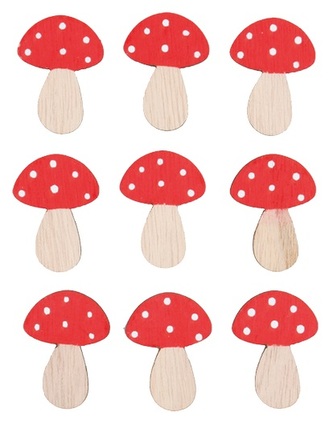 Dřevěné hříbky s lepíkem 4 cm, 24 ks
