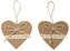 Srdce jutové s krajkou na zavěšení 7 cm, 2 ks
