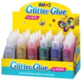 Glitrové lepidlo 22 ml - 24 ks po 6 barvách