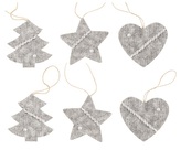 Dekorace pletené šedé na zavěšení 6 ks v sáčku