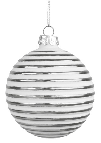 Sada skleněných baněk 8 cm, 4 ks v balení, stříbrná s patinou