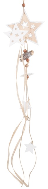 Dřevěná hvězda s ozdobou na zavěšení 63 cm
