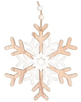 Dřevěná vločka na zavěšení 14,5 cm