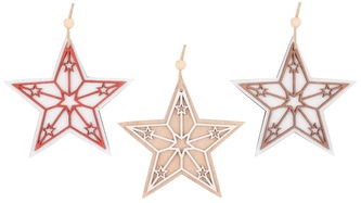 Hvězda dřevěná na zavěšení 15 cm