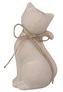 Kočka z porcelánu s mašlí krémová na postavení 8,5 x 16 x 6 cm