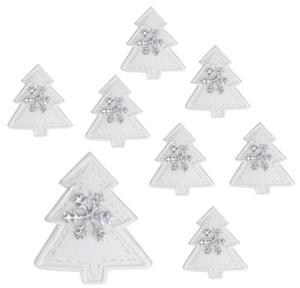 Stromek bílý s lepíkem 3 cm, akryl, 8 ks