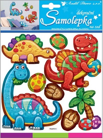 Samolepky na zeď dino plastické 18x18 cm Samolepky na zeď dino plastické 18x18 cm