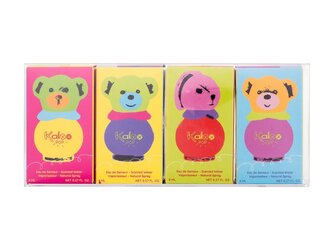 Kaloo My Mini Kaloo Collection tělový sprej Pop Jaune 8 ml + tělový sprej Pop Turquoise 8 ml + tělový sprej Pop Rouge 8 ml + tělový sprej Pop Violet 8 ml