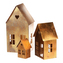 Svícen kovový - domek, barva měděná, cena za sadu 3 ks.