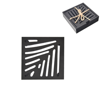 Podtácek dřevo list černý 4 ks 12x12x3 cm