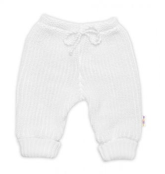 Pletené kalhoty Made with Love, bílé; 56/62 (0-3m)