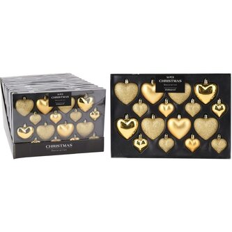 Vánoční ozdoby srdce 16ks 65/45 mm zlatá KO-CAN302800