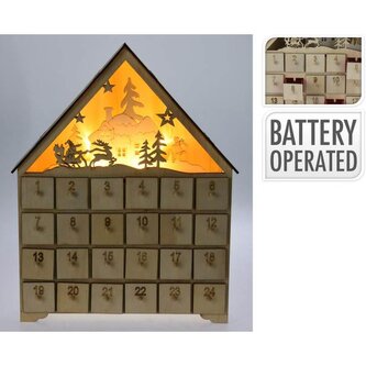 Vánoční dekorace adventní kalendář 30 cm LED KO-GR9000500