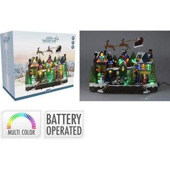 Vánoční dekorace s LED osvětlením domeček, sáně 39 cm KO-ABG102100