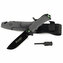 Ganzo Knife G8012V2-GY nôž do prírody 11,3 cm, čierno-šedá, ABS, guma, plastové puzdro, kresadlo