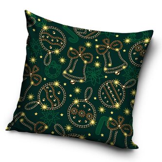 TipTrade Vánoční povlak Zlaté baňky zelené 40x40 cm