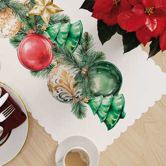 Vánoční ubrus - běhoun na stůl VÁNOČNÍ OZDOBY 60x120 cm Mybesthome