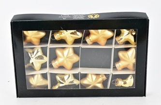 Skleněné baňky - hvězdičky 4 cm světle zlaté, sada 11 ks M