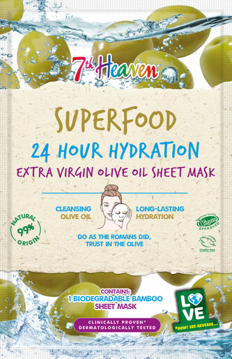 Montagne Jeunesse (7th Heaven) Superfood 24h Hydratační maska na ubrousku Extra Virgin olivový olej 7th Heaven