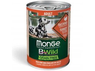 MONGE BWILD DOG Adult Grain Free, Krůtí kousky v omáčce s dýní a cuketou 400g MONGE BWILD DOG Adult Grain Free, Krůtí kousky v omáčce s dýní a cuketou 400g