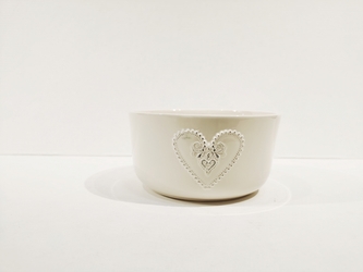 Keramická mísa se srdíčkem 9x18,2 cm, bílá